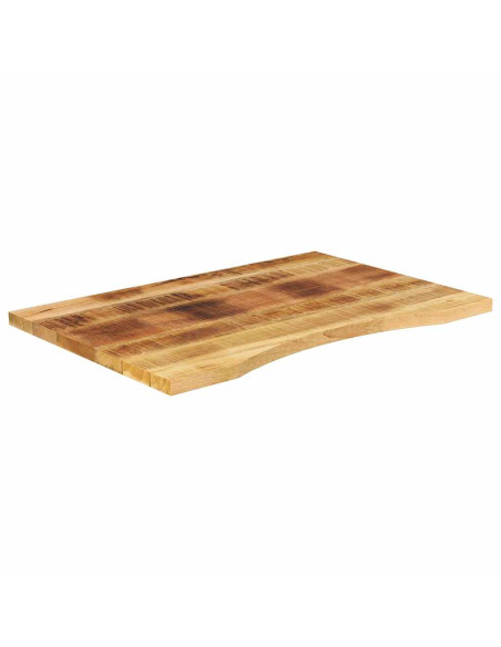 Piano Scrivania con Curva 80x60x2,5 cm Massello Grezzo di Mango