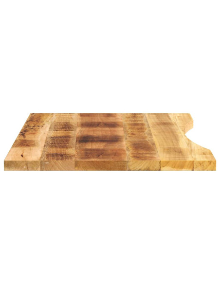 Piano Scrivania con Curva 80x60x2,5 cm Massello Grezzo di Mango
