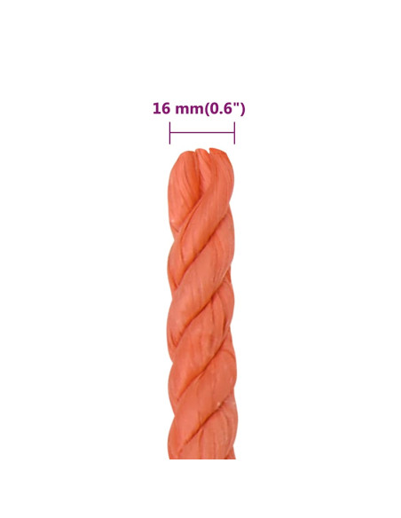 Corda da Lavoro Arancione 16 mm 25 m in Polipropilene