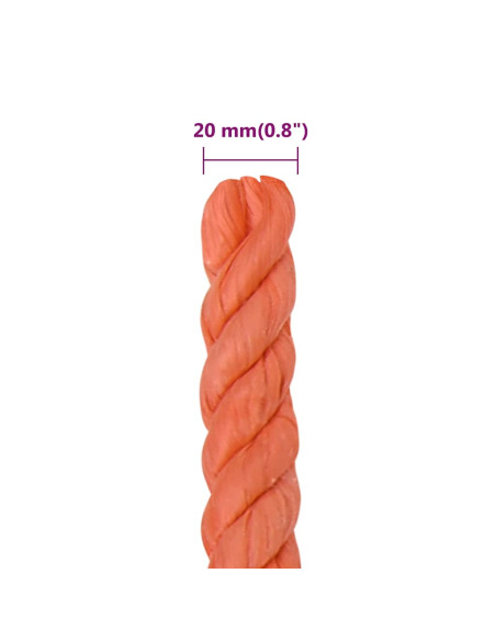 Corda da Lavoro Arancione 20 mm 25 m in Polipropilene