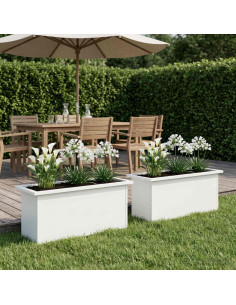 Fioriera da giardino con LED 2 pz Bianco 30 x 80 x 30 cm