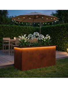 Fioriera da giardino con LED Ruggine 40 x 80 x 40 cm