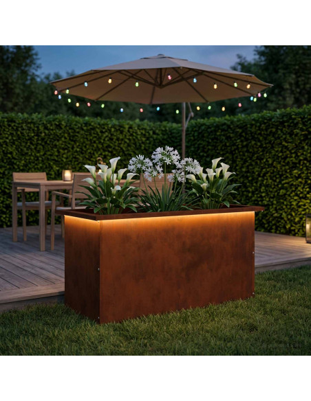 Fioriera da giardino con LED Ruggine 40 x 80 x 40 cm