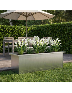 Fioriera da giardino con LED Argento 30 x 100 x 30 cm