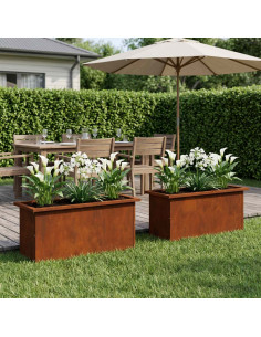 Fioriera da giardino con LED 2 pz Ruggine 30 x 80 x 30 cm