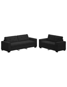 Set divano a 2 pz con Cuscini in Velluto Nero 2