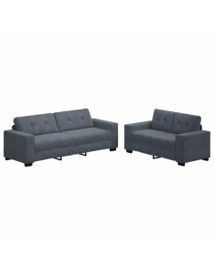 Set divano a 2 pz con Cuscini in Velluto Grigio Scuro 2