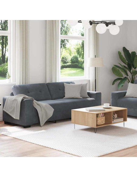 Set divano a 2 pz con Cuscini in Velluto Grigio Scuro