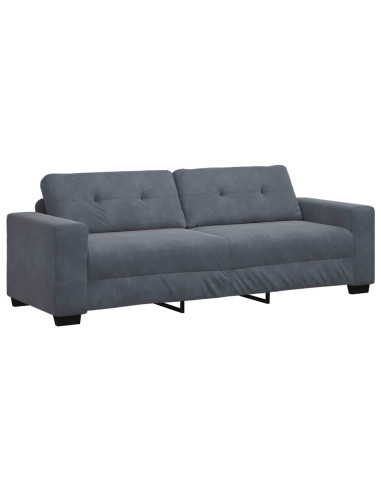 Set divano a 2 pz con Cuscini in Velluto Grigio Scuro