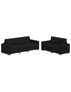 Set divano a 2 pz con Cuscini in Tessuto Nero 2