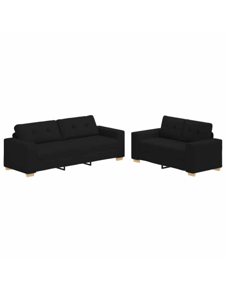 Set divano a 2 pz con Cuscini in Tessuto Nero