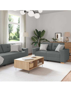 Set divano a 2 pz con Cuscini Tessuto Grigio Scuro