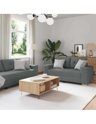 Set divano a 2 pz con Cuscini Tessuto Grigio Scuro