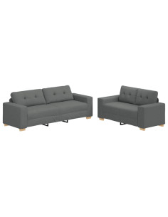 Set divano a 2 pz con Cuscini Tessuto Grigio Scuro 2