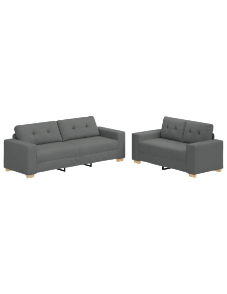 Set divano a 2 pz con Cuscini Tessuto Grigio Scuro
