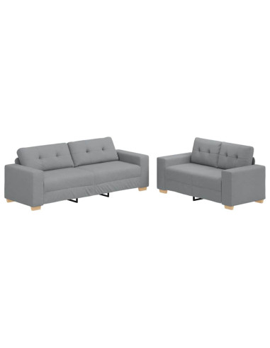 Set divano a 2 pz con Cuscini in Tessuto Grigio Chiaro