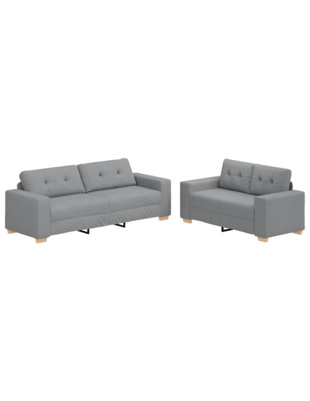 Set divano a 2 pz con Cuscini in Tessuto Grigio Chiaro