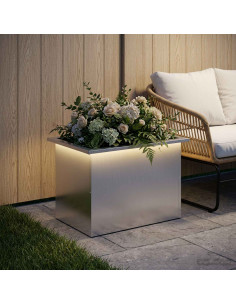 Fioriera da giardino con LED Argento 40 x 60 x 40 cm