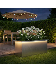 Fioriera da giardino con LED Argento 30 x 80 x 30 cm