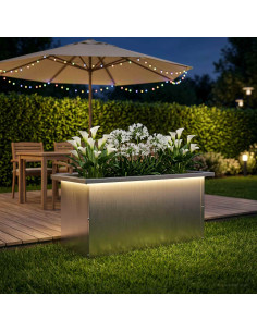 Fioriera da giardino con LED Argento 30 x 60 x 30 cm