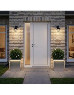 Fioriera da giardino con LED 2 pz Argento 30 x 30 x 30 cm