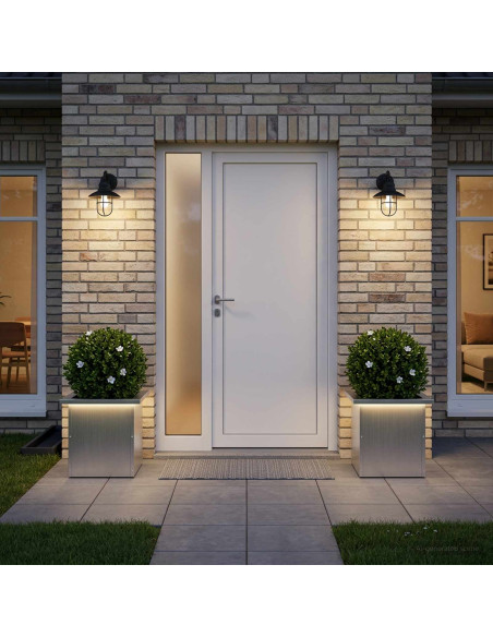 Fioriera da giardino con LED 2 pz Argento 30 x 30 x 30 cm