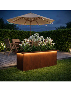Fioriera da giardino con LED Ruggine 30 x 80 x 30 cm