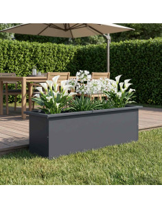 Fioriera da giardino con LED Antracite 30 x 100 x 30 cm Acciaio
