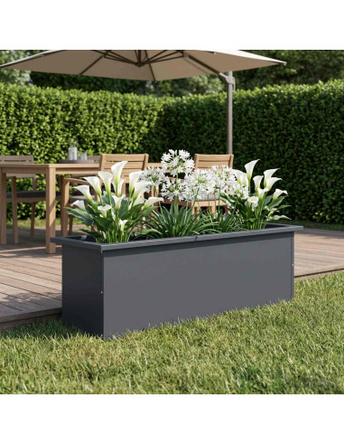 Fioriera da giardino con LED Antracite 30 x 100 x 30 cm Acciaio