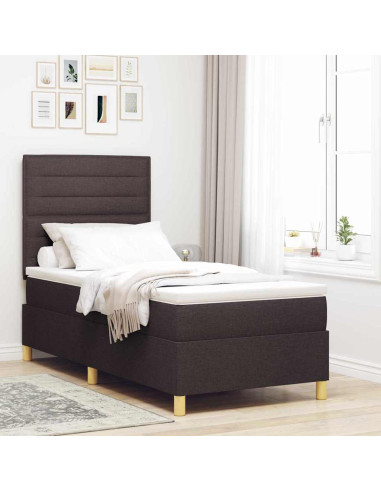 Letto a Sorgente LED Marrone Scuro 80 x 200 cm Tessuto