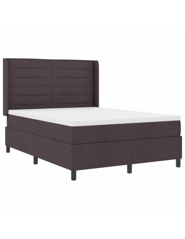 Letto a Sorgente LED Marrone Scuro 160 x 200 cm Tessuto