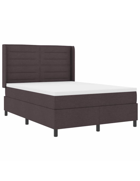 Letto a Sorgente LED Marrone Scuro 160 x 200 cm Tessuto