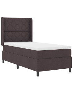 Letto a Sorgente LED Marrone Scuro 90 x 200 cm Tessuto 2