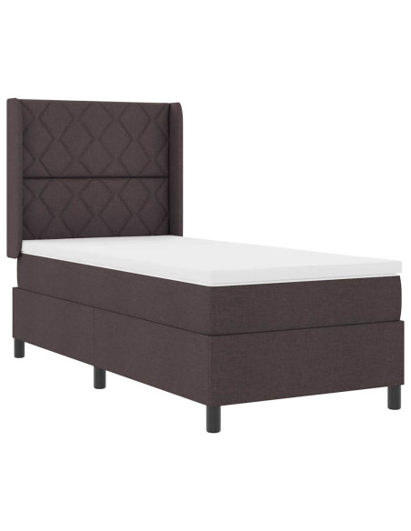Letto a Sorgente LED Marrone Scuro 90 x 200 cm Tessuto