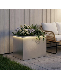 Fioriera da giardino con LED Argento 40 x 60 x 40 cm
