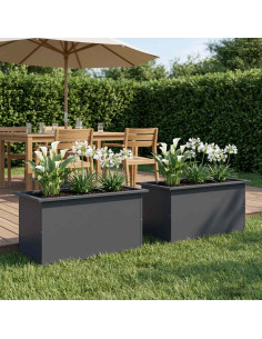 Fioriera da giardino con LED 2 pz Antracite 40 x 80 x 40 cm