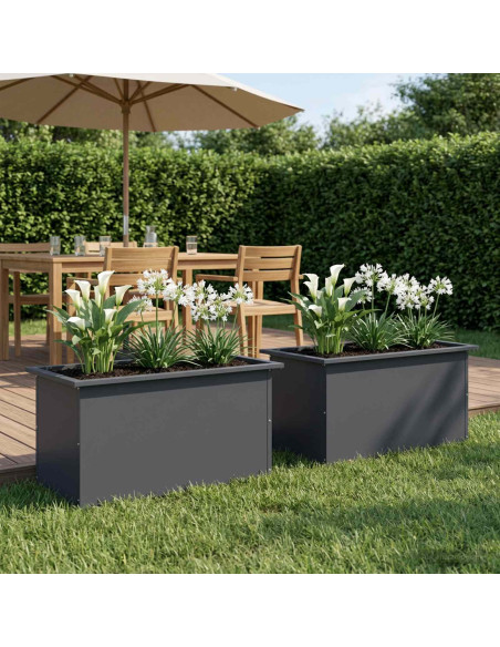 Fioriera da giardino con LED 2 pz Antracite 40 x 80 x 40 cm