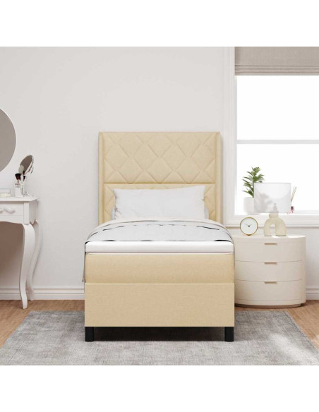 Letto a Sorgente LED con testiera Crema 90 x 200 cm Tessuto