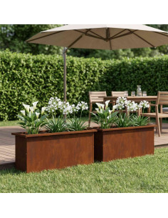 Fioriera da giardino con LED 2 pz Ruggine 30 x 100 x 30 cm