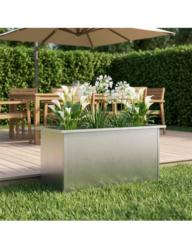 Fioriera da giardino con LED Argento 40 x 80 x 40 cm