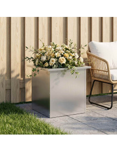 Fioriera da giardino con LED Argento 40 x 40 x 40 cm