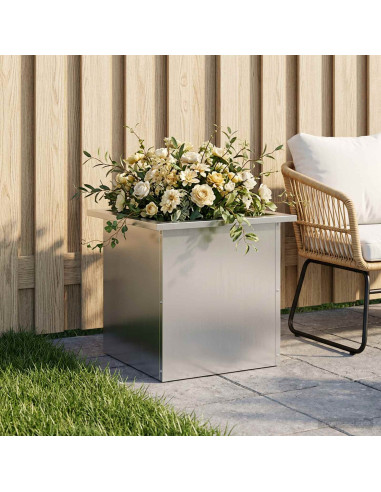 Fioriera da giardino con LED Argento 40 x 40 x 40 cm
