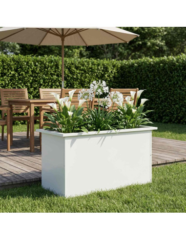 Fioriera da giardino con LED Bianco 40 x 80 x 40 cm Acciaio