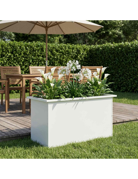 Fioriera da giardino con LED Bianco 40 x 80 x 40 cm Acciaio