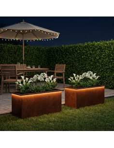 Fioriera da giardino con LED 2 pz Ruggine 40 x 80 x 40 cm