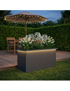 Fioriera da giardino con LED Antracite 40 x 80 x 40 cm Acciaio