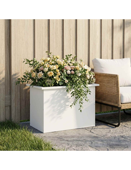 Fioriera da giardino con LED Bianco 40 x 60 x 40 cm Acciaio