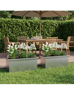 Fioriera da giardino con LED 2 pz Argento 30 x 80 x 30 cm