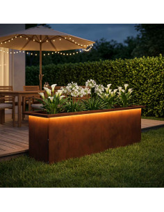 Fioriera da giardino con LED Ruggine 30 x 100 x 30 cm