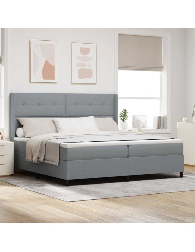 Letto a Sorgente LED Grigio chiaro 200 x 200 cm Tessuto
